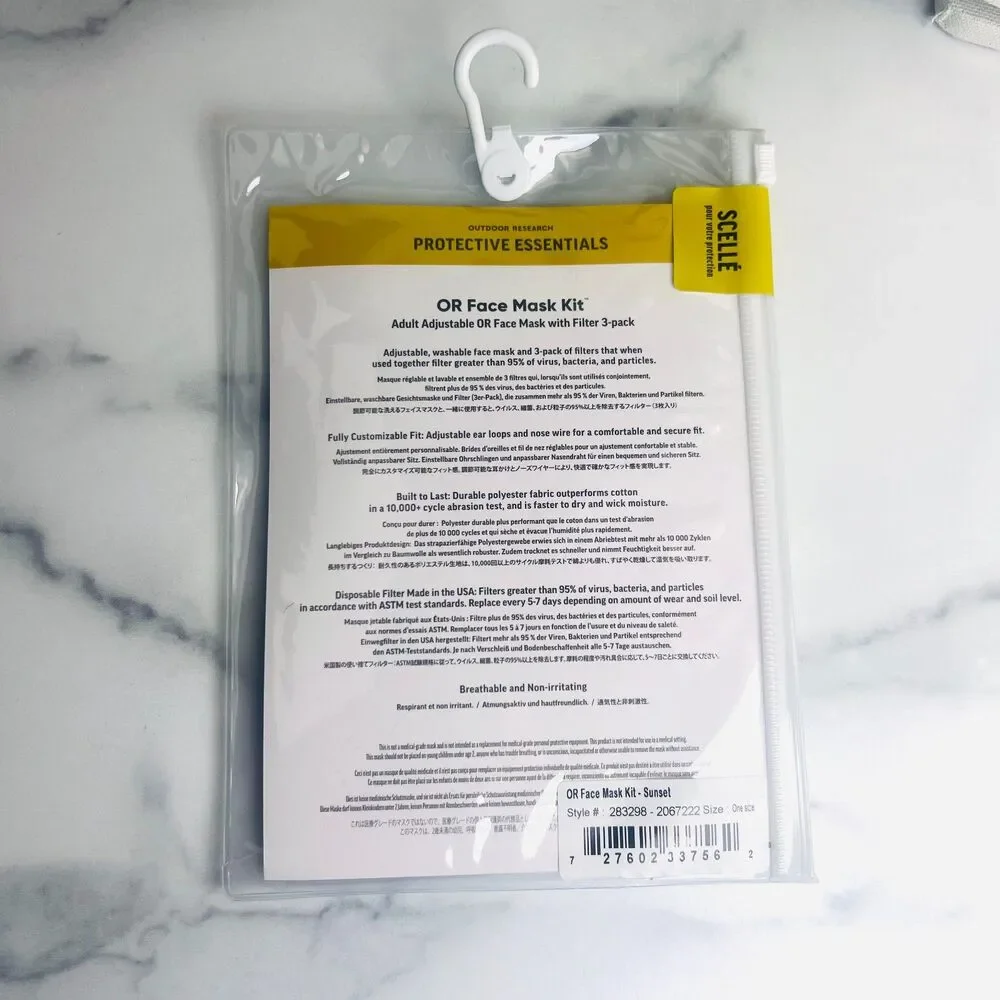 Outdoor Research OR Face Mask Kit Adult Adjustable 3 pack Filter Washable Sealed
